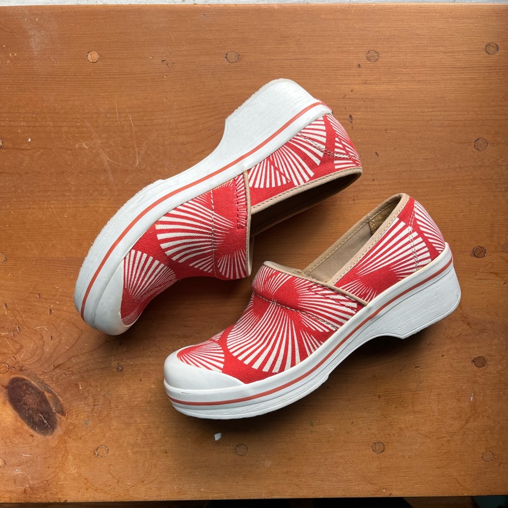 Vegan Dansko Red Print Clogs